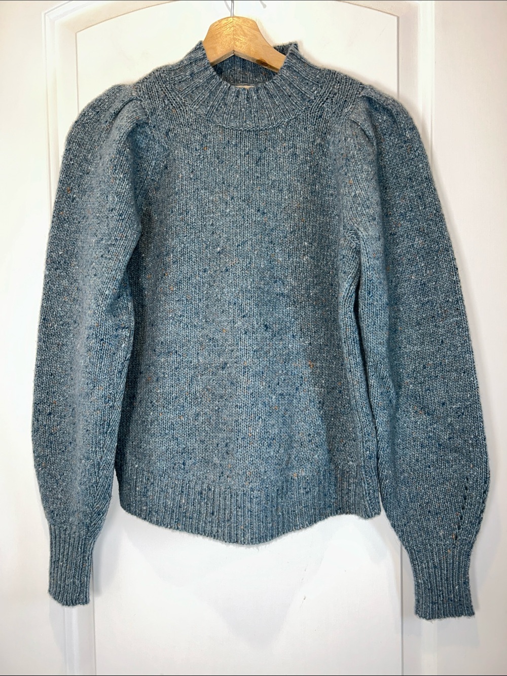Faherty Puff-Sleeve Boone Wool Blend Knit Sweater size XS